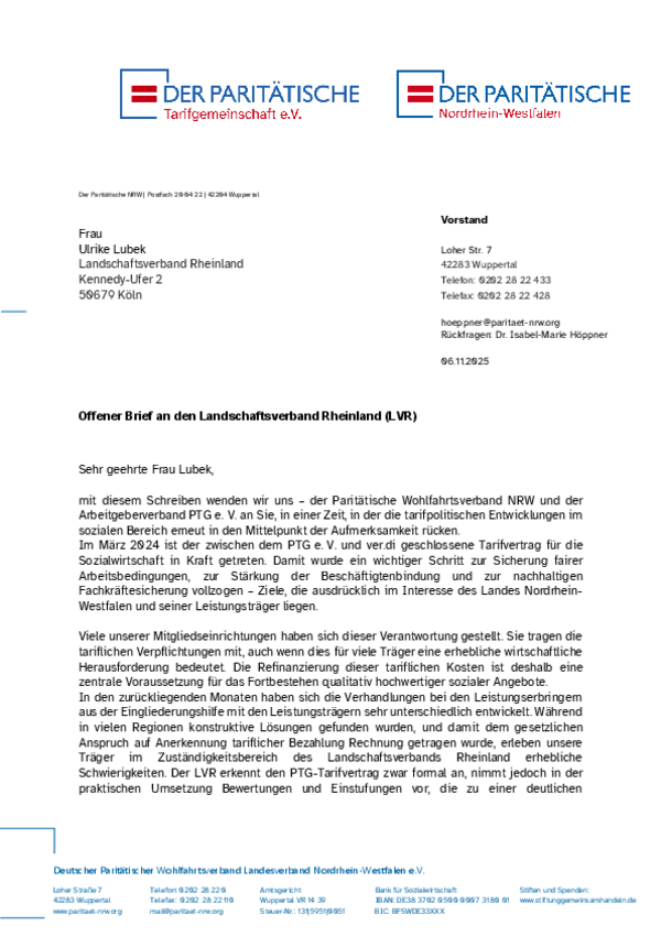 Offener Brief an den LVR