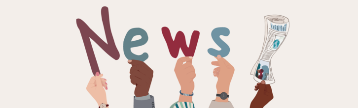 Hände halten Buchstaben N E W S und eine Zeitung hoch
