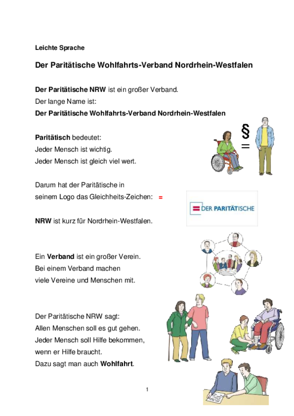 Der Paritätische NRW in Leichter Sprache
